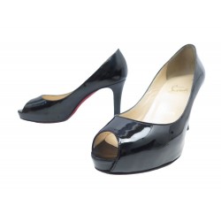 CHAUSSURES CHRISTIAN LOUBOUTIN VERY PRIVE ESCARPIN 36 CUIR VERNI NOIR SHOES 745€