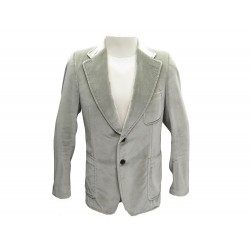 VESTE GUCCI 19Y1F0 T50 M EN VELOURS GRIS COTON ET SOIE GREY VELVET JACKET 2600€