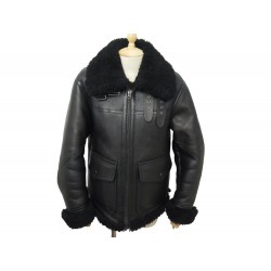 NEUF BLOUSON BOMBARDIER BURBERRY L 48 CUIR PEAU RETOUNE D'AGNEAU FLIGHT JACKET