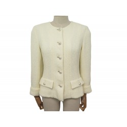 NEUF VESTE CHANEL 74764 EN TWEED JAUNE TAILLE M 38 YELLOW COAT JACKET 6700€