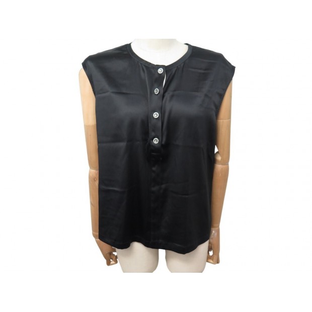 NEUF HAUT CHANEL BLOUSE SANS MANCHE XXL 48 SOIE SLEEVELESS SILK SHIRT TOP 1600€