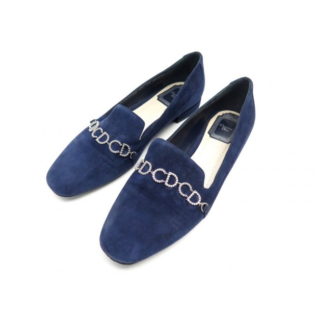 CHAUSSURES CHRISTIAN DIOR MOCASSINS TIMELESS CHAINE LOGO CD DAIM BLEU SHOE 850€