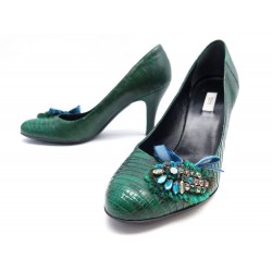 NEUF CHAUSSURES PRADA ESCARPINS 3518 EN CUIR FACON LEZARD 37 IT 38 FR PUMPS 900€