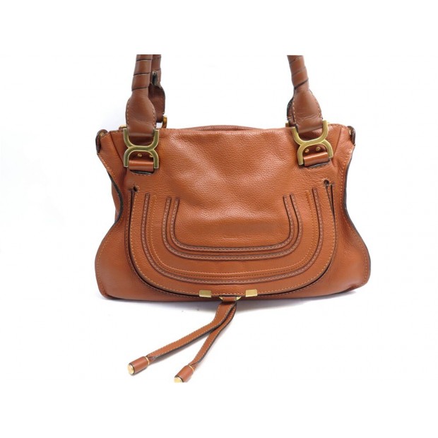 SAC A MAIN CHLOE MARCIE MEDIUM EN CUIR GRAINE CAMEL HANDBAG PURSE 1950€