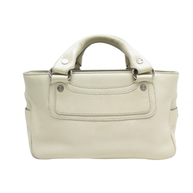 SAC A MAIN CELINE BOOGIE EN CUIR GRAINE ECRU LEATHER HAND BAG PURSE 990€