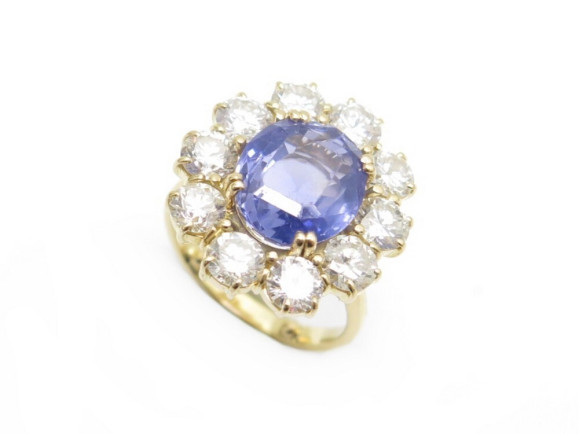 bague marquise taille 48 or jaune 18k sertie saphir