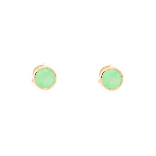 NEUF BOUCLES D'OREILLES POIRAY PUCES LOLITA CHRYSOPRASE OR JAUNE EARRINGS 580€