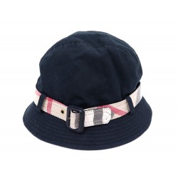 NEUF CHAPEAU BOB BURBERRY T53 EN COTON NOIR INTERIEUR TARTAN NEW BLACK HAT 300€