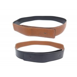 LIEN DE CEINTURE HERMES CUIR BOX REVERSIBLE 32MM T75 NOIR ET GOLD BELT 405€