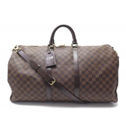 SAC DE VOYAGE A MAIN LOUIS VUITTON KEEPALL 55 BANDOULIERE DAMIER EBENE BAG 2050€