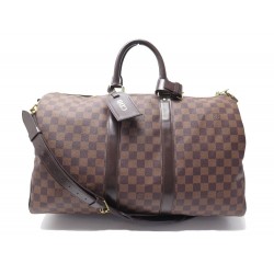 SAC DE VOYAGE A MAIN LOUIS VUITTON KEEPALL 45 BANDOULIERE DAMIER EBENE BAG 1950€