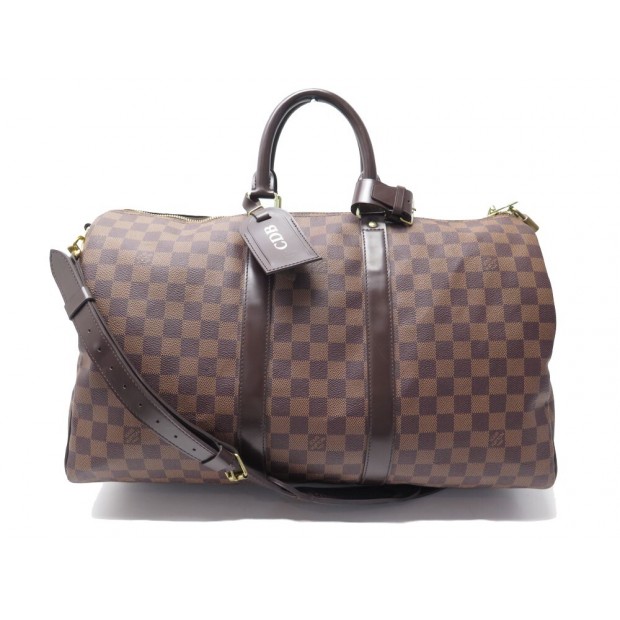 SAC DE VOYAGE A MAIN LOUIS VUITTON KEEPALL 45 BANDOULIERE DAMIER EBENE BAG 1950€