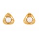 VINTAGE BOUCLES D'OREILLE CHANEL 1995 TRIANGLE LOGO CC & PERLE NACRE EARRINGS