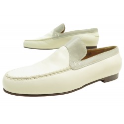 NEUF CHAUSSURES HERMES TOMMY MOCASSINS 011066Z 36.5 CUIR BLANC BOITE SHOES 890€