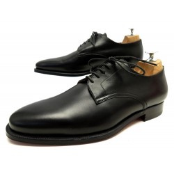 NEUF CHAUSSURES HERMES DEPECHE 012088ZH DERBY 40.5 EN CUIR BOX NOIR BOITE 725€