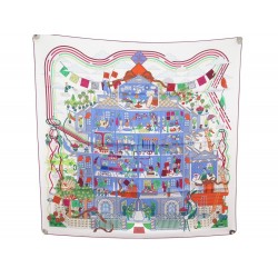 NEUF FOULARD HERMES LA MAISON DES CARRES PIERRE MARIE SOIE BLANC SILK SCARF 460€