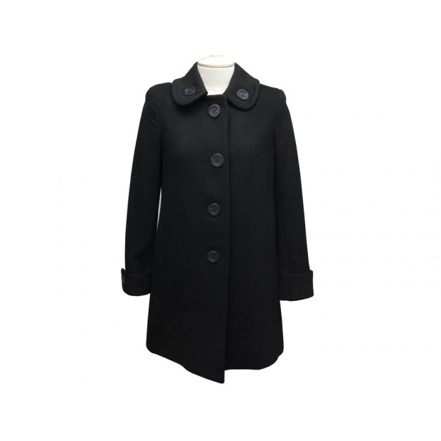 MANTEAU BURBERRY 36 S EN LAINE & CACHEMIRE NOIR BLACK WOOL & CASHMERE COAT 1550€