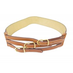 CEINTURE LARGE CELINE TRIPLE BOUCLES EN CUIR CAMEL TAILLE 75 LEATHER BELT 590€