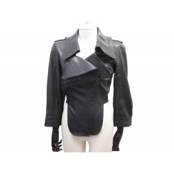 VESTE CHANEL PERFECTO DOS NOUE P43599 36 S EN CUIR D'AGNEAU NOIR JACKET 8500€