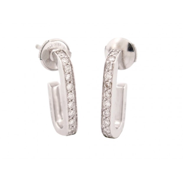 BOUCLES D'OREILLES DINH VAN CREOLES MAILLON L OR BLANC DIAMANTS EARRINGS 2990€