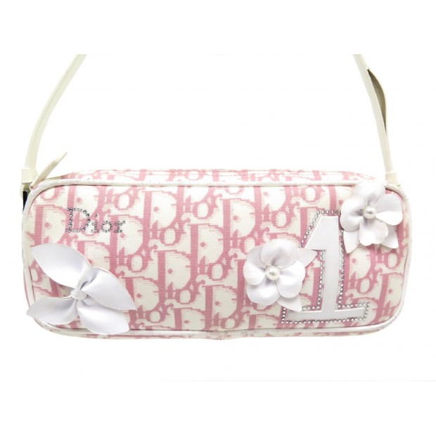 SAC A MAIN CHRISTIAN DIOR TROTTER GIRLY TOILE OBLIQUE ROSE POCHETTE HANDBAG 790€