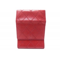 VINTAGE PORTE CHEQUIER CHANEL CARTES CUIR ROUGE MATELASSE CHECKBOOK HOLDER 800€