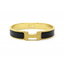 NEUF BRACELET HERMES CLIC HH H703203FM01 T18 6.5 EN EMAIL NOIR MAT BANGLE 615€