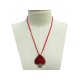 NEUF BROCHE COLLIER YVES SAINT LAURENT COEUR 75 CM METAL ROUGE NECKLACE BROOCH