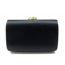 SAC A MAIN POCHETTE GUCCI MINAUDIERE BAMBOU SATIN NOIR BLACK BAMBOO POUCH 1000€