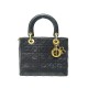 VINTAGE SAC A MAIN CHRISTIAN DIOR LADY EN CUIR CANNAGE NOIR PURSE HAND BAG 5300€