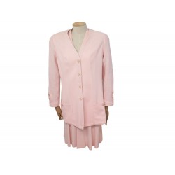 VESTE TAILLEUR + ROBE CHANEL T40 M EN TWEED ROSE PINK JACKET DRESS SUIT 10000€