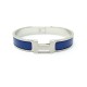 NEUF BRACELET HERMES CLIC HH T18 6.5 EMAIL BLEU MAT & ACIER PALLADIE BANGLE 615€