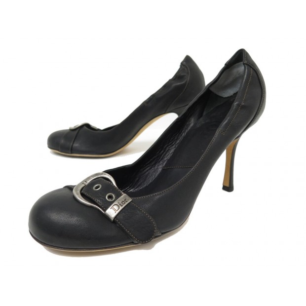 CHAUSSURES CHRISTIAN DIOR GAUCHO 41.5 ESCARPINS CUIR NOIR PUMP SHOES 850€