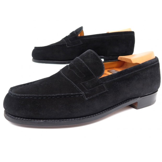 CHAUSSURES JM WESTON 180 6.5E 40.5 L 41 MOCASSINS DAIM NOIR LOAFERS SHOES 850€