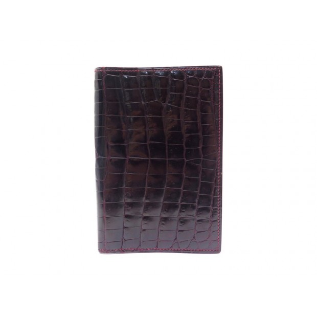 VINTAGE PORTE CARNET HERMES COUVERTURE AGENDA CUIR DE CROCODILE BORDEAUX 3200€