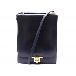 VINTAGE SAC A MAIN HERMES CHANTILLY 1972 BESACE CUIR BOX BLEU NAVY LEATHER BAG