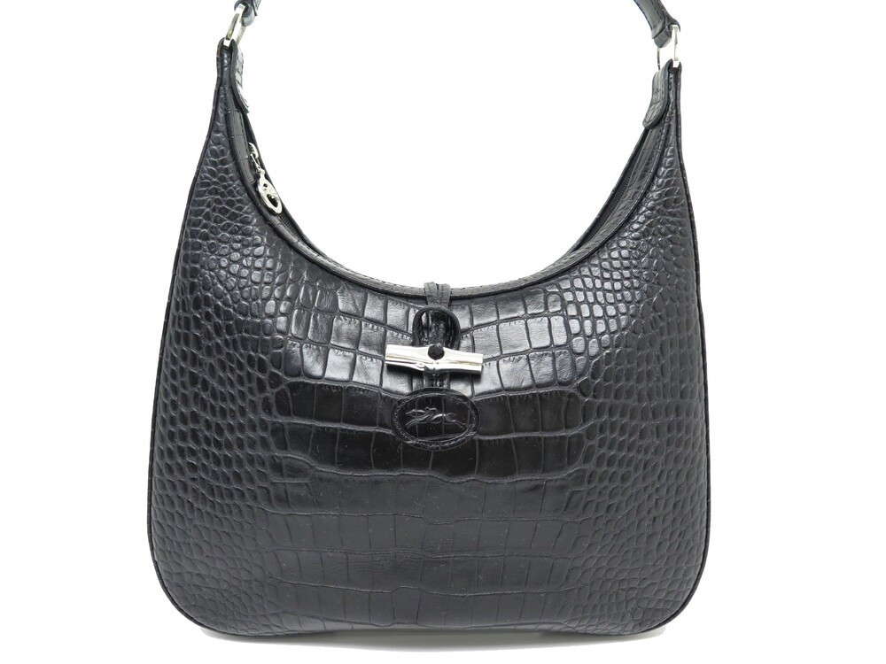 Sac Longchamp Cuir Croco Noir Longchamp Roseau Sac Longchamp