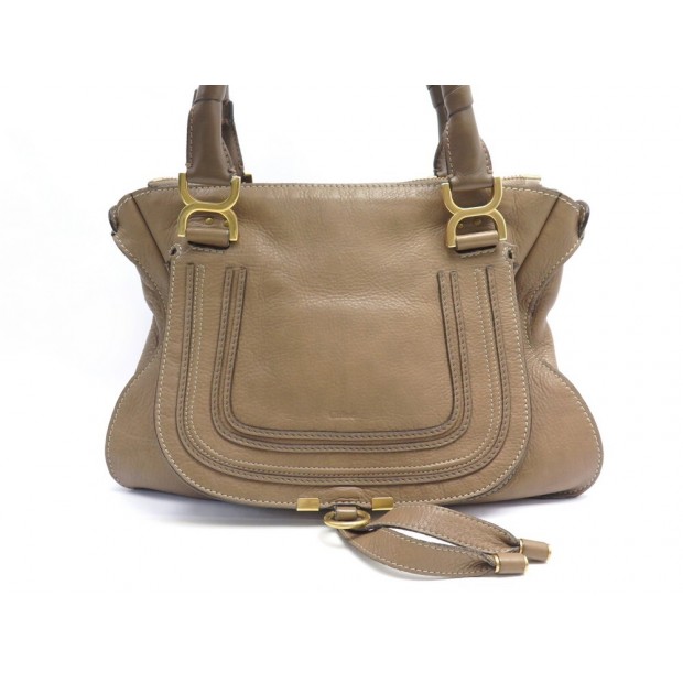 SAC A MAIN CHLOE MARCIE MEDIUM EN CUIR GRAINE TAUPE HAND BAG PURSE 1950€