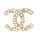 NEUF BROCHE CHANEL LOGO CC ET PERLES 2022 METAL DORE GOLDEN PEARL BROOCH 600€