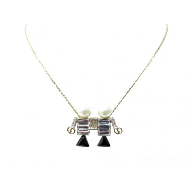 NEUF COLLIER PENDENTIF CHRISTIAN DIOR DITES MOI DIOR GEMEAUX 45 METAL DORE 390€