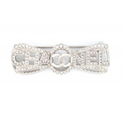 NEUF BROCHE CHANEL LOGO CC STRASS ARGENTE AB9255 B09019 NK116 METAL BROOCH 700€