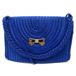 VINTAGE SAC A MAIN NINA RICCI SAC DU SOIR EN PASSEMENTERIE BLEU BANDOULIERE BAG