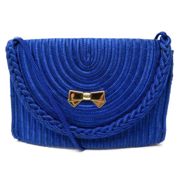 VINTAGE SAC A MAIN NINA RICCI SAC DU SOIR EN PASSEMENTERIE BLEU BANDOULIERE BAG