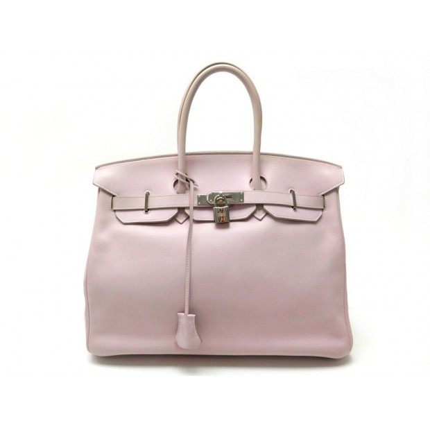 SAC A MAIN HERMES BIRKIN 35 EN CUIR SWIFT ROSE BEBE PINK ATTRIBUTS PALLADIE BAG