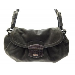 SAC A MAIN PRADA HOBO PORTE EPAULE EN CUIR GRAINE MARRON LEATHER HAND BAG 1290€