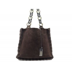 SAC A MAIN DOLCE & GABBANA CABAS LACET PORTE EPAULE EN DAIM MARRON HANDBAG 1800€