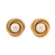 BOUCLES D'OREILLES CHANEL 1993 PERLES METAL DORE CORDAGE PEARLS GOLDEN EARRINGS