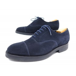 NEUF CHAUSSURES JM WESTON RICHELIEU 300 7.5E 41.5 EN DAIM BLEU BLUE SHOES 920€