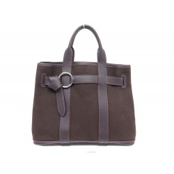 NEUF SAC A MAIN HERMES PETITE CEINTURE MM TOILE & CUIR TOGO MARRON NEW HAND BAG