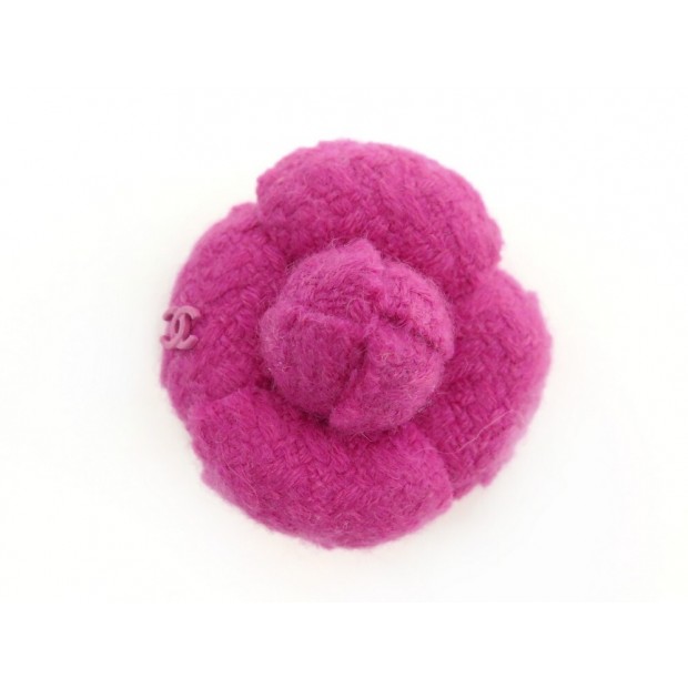 NEUF BROCHE CHANEL CAMELIA EN TWEED FANTAISIE ROSE CANVAS CAMELLIA BROOCH 540€